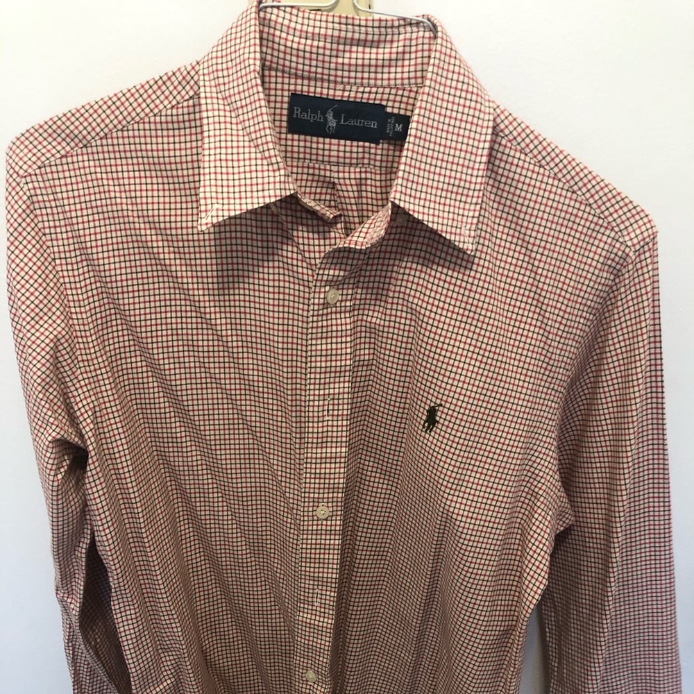Polo Men’s printed rust and olive button down